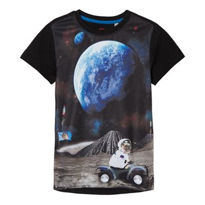 bluezoo Boys' navy space scene pug print t-shirt
